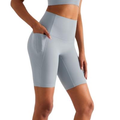 China New High Waist Breathable Wear Quick Dry Shorts With Lulu Gym Fitness Yoga Short Women Seamless Bare Toe Pocket Stitch Shorts crack! crack! for sale