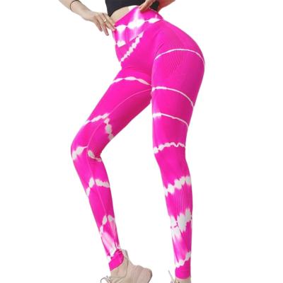 China New Lift Up Active Trainer Seamless Breathable Tie Dyed High Waist Fitness Pants Quick Wear Leggings Drying Tight Sports Pants for sale