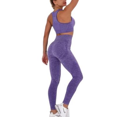 China The Crac Stitch Butt Yoga Breathable Seamless Knitting Suit! crack! Sports Women Fitness Suit Two Piece Bra Yoga Set Leggings for sale