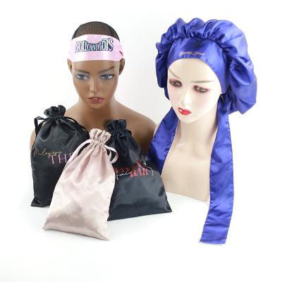 China Designer Silky Silk Headband And Satin Hair Bonnet Picture Sets For Man Bonnet Custom Seller Logo for sale