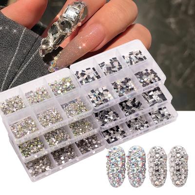 China Shiny Colorful 3D AB Color Nail Art Rhinestone Flash Diamond Gem Beads DIY Nail Decoration for sale