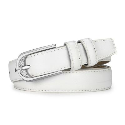 China Cowhide Lychee Grain Needle Buckle Belt Ladies Leather Soft Thin Waist Belt for sale