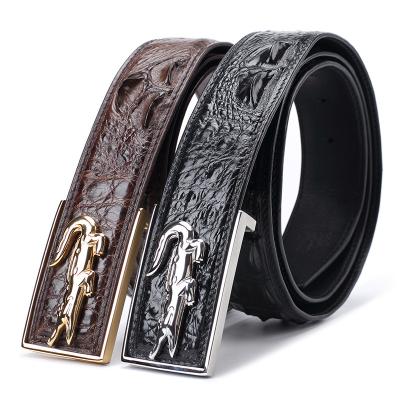 China Others Thailand Crocodile Leather Belt Men's Buckle Leather Men's Belt Custom Made Crocodile Leather Smooth LOGO Real Leather for sale