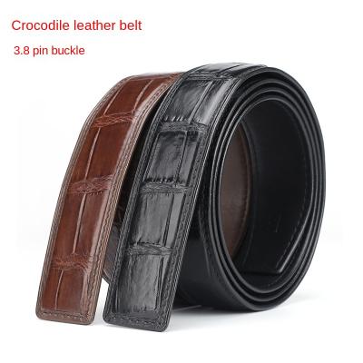 China Crocodile skin sales band young and middle-aged men's crocodile belt business leather belt hot pin buckle for sale