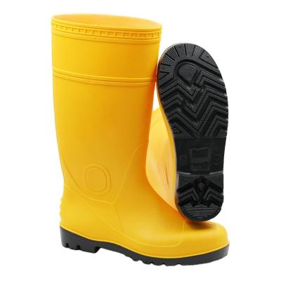 China Lightweight Construction Plastic Protective Rubber For Work Shoes Men Work Yellow Rubber Boot Extracting PVC Rain Safety Industrial Boots for sale