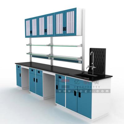 China Contemporary metal chemistry lab table with sink, lab equipment tables, lab bench with reagent shelf for sale