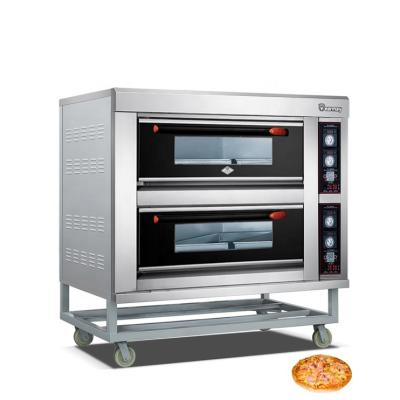 China Hotel Equipment Bakery Pizza Machine 2 Deck Double Pizza Stone Electric Baking Oven for sale