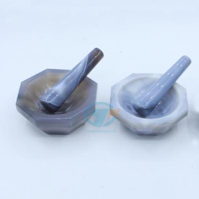 China Top A degree Natural agate mortar and pestle with ID range from 40 to 320mm , factory price in stock for sale for sale