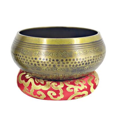 China Nepal 17CM Height Buddhist Scripture Ripple Singing Bowls for sale