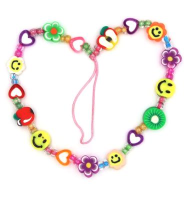 China 2022 Custom Made Shockproof Good Quality Jelly Rainbow Short Mobile Phone Beaded Strap Charm Rope Chain for sale