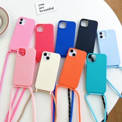 China Shockproof Cross - Body Collar Strap Lanyard Cord TPU Cell Phone Cases For iPhone 14 13 12 11 pro XR Max X XS 7 8 plus for sale