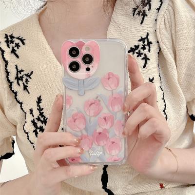 China Korea Hot Spring Flower Pattern Len Protection Phone Case For Shockproof iPhone 13 12 11 Pro Max X XS XR 7 8 Plus for sale