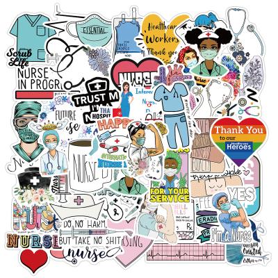 China 50Pcs Sticker Vinyl Nurse Sticker Decals For Luggage Water Bottles Laptop Planner Bike Scooter Decorative Waterproof Mugs for sale