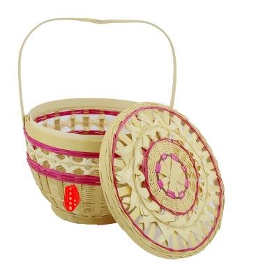 China Factory direct sales viable natural bamboo woven fruit basket with handle for sale