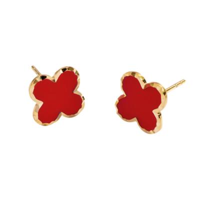 China 925 Sterling Silver Plated Other K-gold Four Leaf Clover Stud Earrings Charm Women's Earrings for sale