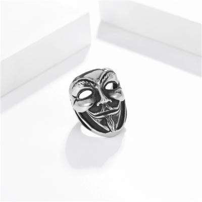 China Other Fashion Trend Men's Face Ring Skull Cartoon Titanium Steel Gothic Ring for sale