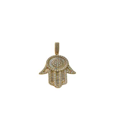 China Hiphop BYH Fashion High Quality Zircon Inlaid Hand Pendant With Flowers for sale