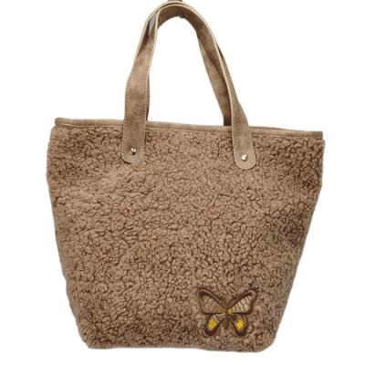 China Berber Fleece Excellent Quality Berber Fleece Tote Bag Portable Handbag Custom for sale