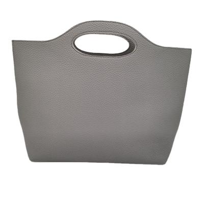 China Wholesale Tote Bag With Pocket Portable Cheapest Lychee PU Tote Bag for sale