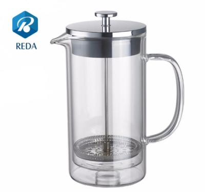 China Professional Wholesale Viable Coffee Maker 1L High Quality Double Walled Glass Coffee French Press for sale