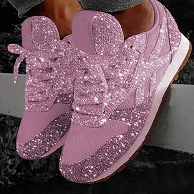 China New sports footwear women breathable lace-up running rhinestones Casual sneakers factory wholesale Walking Style Shoes for sale