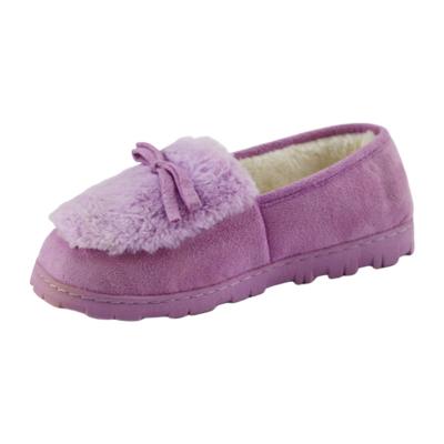 China Winter women Warm Faux Fur Lined purple Suede loafers Breathable House outdoor lofer shoes for sale