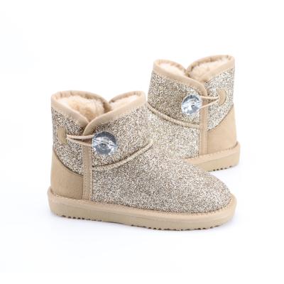 China Flat  Cute Children Snow Boots Bling Sequin  Thicken Warm Faux Fur for sale