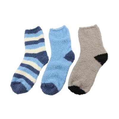 China Indoor Ladies Slipper Socks Blue And White Warm Cozy Polyester Material for sale