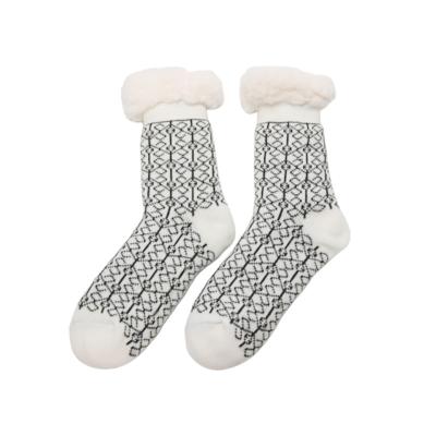 China Black White Skidproof Ladies Slipper Socks Anti Slip Casual  Knitted for sale