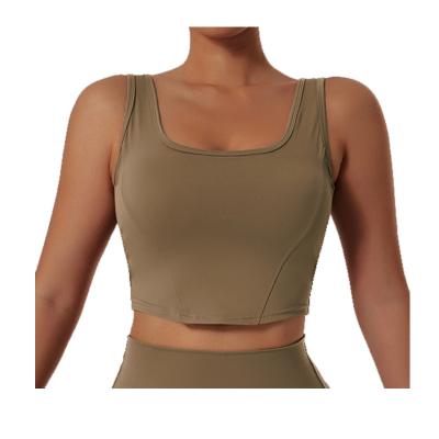 China Breathable Women Yoga Bra Large U-shaped Back Sexy Recycled Sports Fitness Bras Custom Open Back Yoga Crop Tops for sale