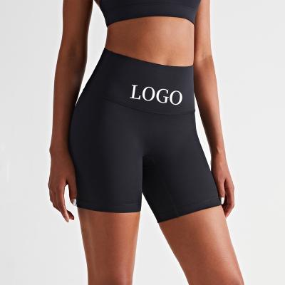 China Breathable Custom Breathable Soft Solid Cotton Sports Fitness High Waist Yoga Shorts Workout Shorts Women Biker Shorts for sale