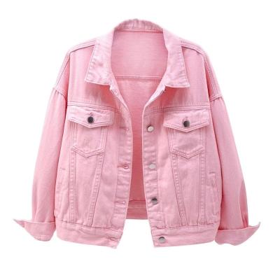 China Lady Loose White Yellow Outerwear Tops Women Spring Jacket Denim Autumn Short Coat Pink Jean Jackets Breathable Casual Purple Tops for sale