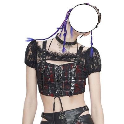 China 2022 Anti-wrinkle Coldker summer lace crop tops South America popular women's strapless clothes T-shirt sexy mesh women's for sale