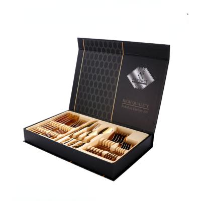 China Sustainable Amazon 24 Piece Luxury Cutlery Set Stainless Steel Flatware Cutlery High End Gift Box Set 2022 for sale