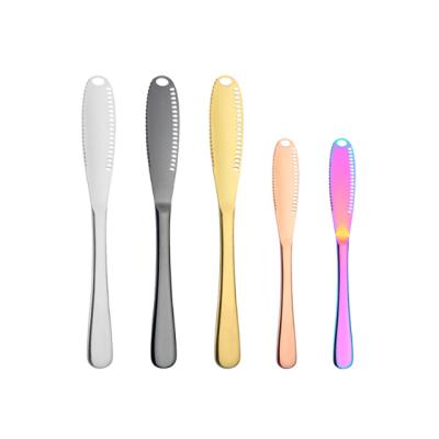 China Viable Amazon Stainless Steel Butter Knife Cheese Cheese Butter With Hole Knife Bread Jam Baking Cream Spatula for sale