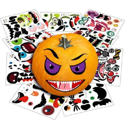 China 2021 New Halloween Pumpkin Ghost Funny Electrostatic Window Stickers Party Decorations Stained Glass Double Sided Wall Stickers for sale