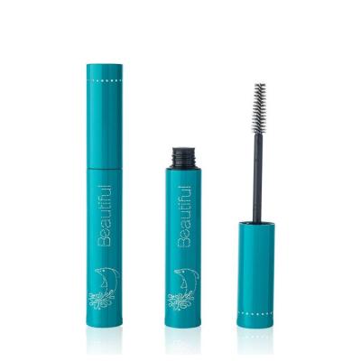 China Cosmetics empty aluminum 8ml custom mascara tubes bottle maker, eyelash mascara container with chunky brush, blue mascara tube for sale