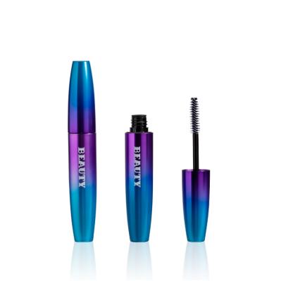 China Cosmetics empty big color gradient aluminum 10ml blue and purple eyelash mascara tubes with brush, metal mascara bottle maker for sale