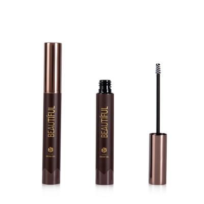 China Cosmetics empty 3ml 4ml 5ml luxury aluminum eyebrow mascara container, brow tint tubes with small brush, eyelash mascara tube with slim stem for sale