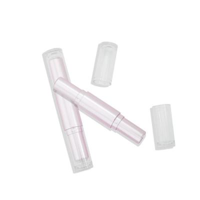 China Cosmetics Liner Empty Metallic Pink Lipstick Plastic Tube/Container/Packaging With Clear Thick Lids 1.5g-1.8g for sale