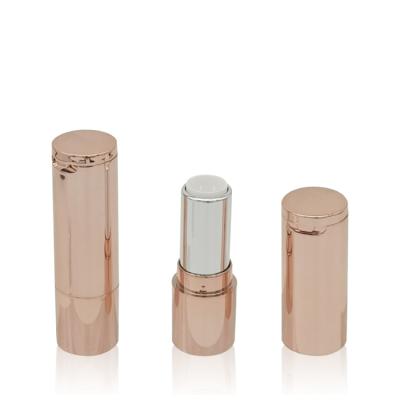 China Luxury Cosmetics 3.5g Metallic Rose Gold Plastic Lipstick Case/Tube/Container/Packaging With Mirror for sale