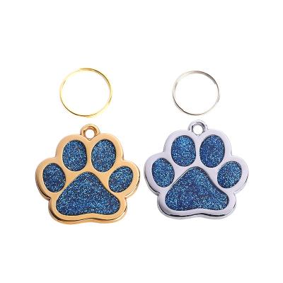 China Europe Personalized Cute Dog Cat Tags Custom Engraved Glitter Paw Pet Tag for sale