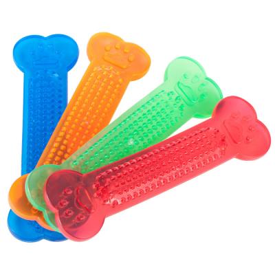 China Sustainable Pet Chewing Strong Rubber Dog Toys 4 Colors 15cm PVC Dog Bone Toy for sale