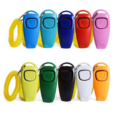 China Viable Wholesale 11 Colors Pet Training Clicker Whistle With Wrist Strap for sale