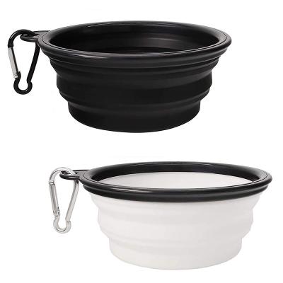 China New Large Viable 1000ml Travel Viable Free BPA Collapsible Pet Dog Bowl White Color for sale