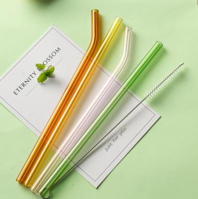 China Eco Traditional Borosilicate Glass Reusable Drinking Straws for sale