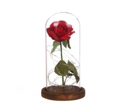 China Popular Simulation Rose Decoration Home Ornaments of LED Glass Cover for sale