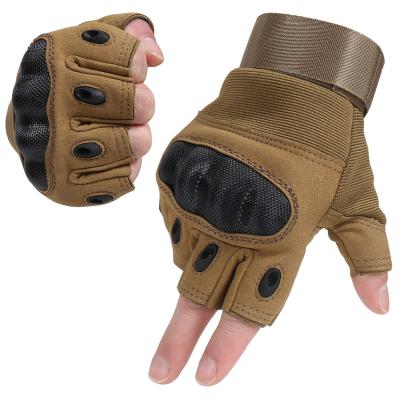 China Khaki Outdoor Military Tactical Hunting Knuckle Finger Army Gloves/Half Finger Men Fingerless Custom Made Doublesafe RTS Hard Combat Army Gloves for sale