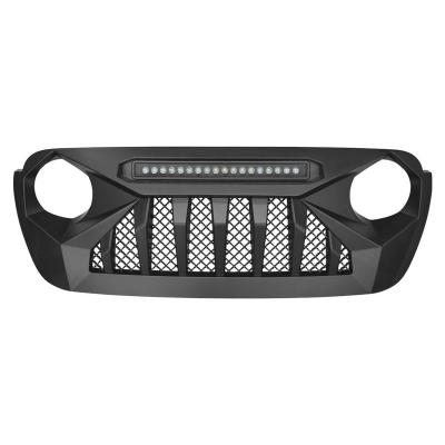 China Durable ABS Plastic Material Demon Grill with LED Offroad Lights for 18-21 JL Cowboy and JT Gladiator without TrailCam for sale