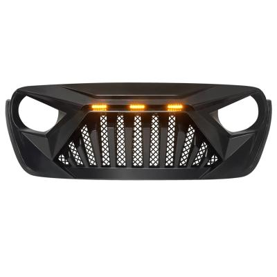 China Durable ABS Material Plastic Matte Black Front Goliath Grille w/Amber LED Running Light For 18-22 Jeep Wrangler JL & Gladiator JT for sale